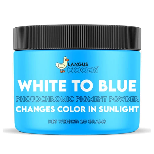 Langus Goods Color Changing Photochromic Pigment Powder - Changes Color in Sunlight & Changes Back When Sunlight is Blocked - 20 Grams (White to Blue)