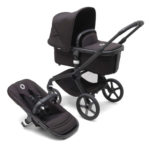 Bugaboo Fox 5 All-Terrain Stroller, 2-in-1 Baby Stroller with Full Suspension, Easy Fold, Spacious Bassinet, Extendable Toddler Seat, One-Handed Maneuverability (Midnight Black)