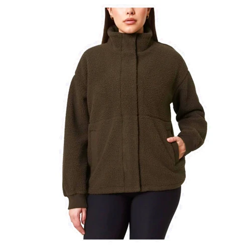 Mondetta Women's Sherpa Full Zip Short Fleece Jacket with Pockets