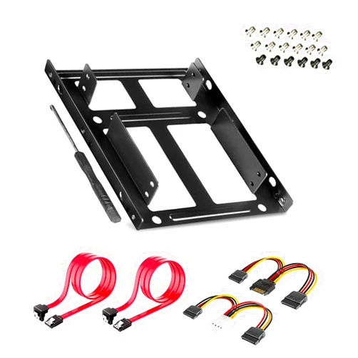 W WDX MAST DYNAPOINT LIMITED Dual SSD/HDD Metal Mounting Bracket kit 2.5 to 3.5, Convert Any 2.5 inch Solid State Drive/HDD Into One 3.5 inch Drive Bay