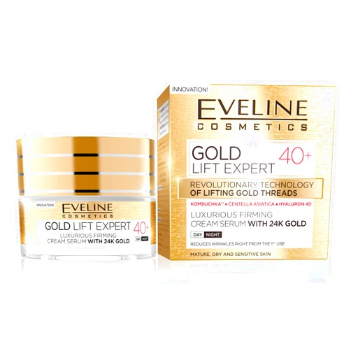 EVELINE COSMETICS GOLD LIFT EXPERT 40+ FACE FIRMING CREAM SERUM WITH 24K GOLD