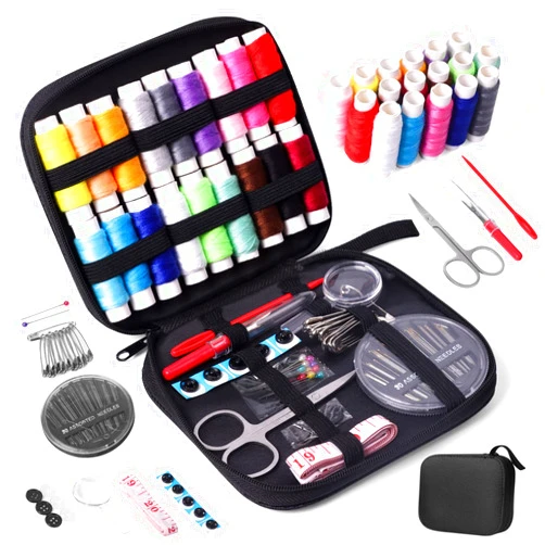 JUNING Sewing Kit with Case Portable Sewing Supplies for Home Traveler, Adults, Beginner, Emergency, Kids Contains Thread, Scissors, Needles, Measure etc