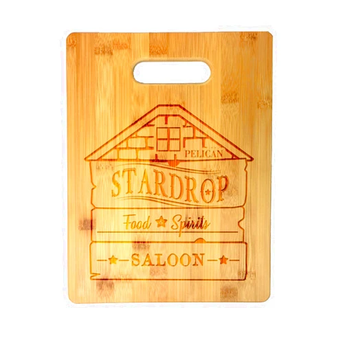 Hat Shark Stardrop Saloon Rustic Bar Food Game Parody Sign Logo Laser Engraved Bamboo Cutting Board - Wedding, Housewarming, Anniversary, Birthday, Christmas, Gift