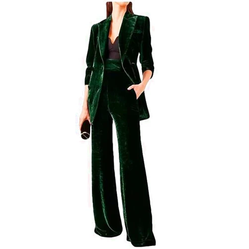 Botong Velvet Womens Pant Suit Double Breasted Suit Women Formal Suit Womens Business Suits 2 Piece Set