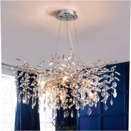 Witkey Modern Tree Branch Crystal Chandelier Luxury Silver Crystal Pendant Lighting 30