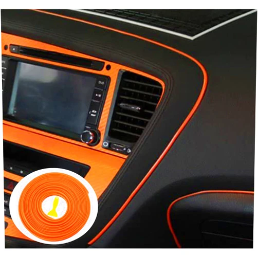 Mr.Brighton LED Car Interior Decorative Molding Door Panel Dashboard Gap Trim Strip (Orange, 20Ft)