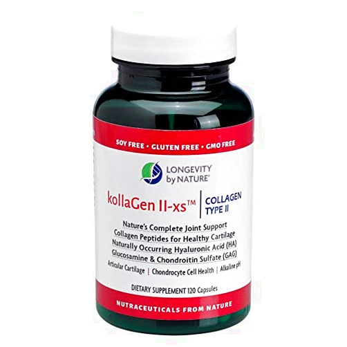 Longevity by Nature KollaGen II-xs - Collagen with Glucosamine and Chondroitin, 120 Capsules Dietary Supplement