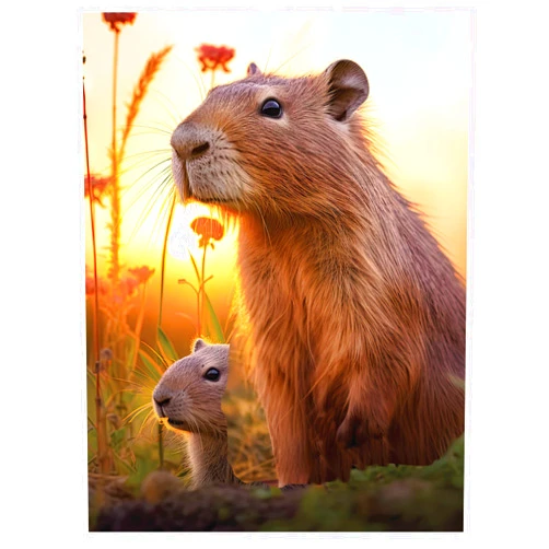 3D LiveLife Lenticular Wall Art Prints - Cute Capybaras from Deluxebase. Unframed 3D Capybara Rabbit Poster. A perfect wall filler. Original artwork licensed from renowned artist, David Penfound