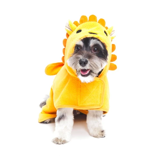 Barkbox BARK Dog Bathrobe - Fast Drying Bathrobe with Velcro Closure & Wrap Tie Snuggle, Cute Dog Clothes, Easy to Clean, Machine Washable, Dog Coats for Small Dogs, Tumble Dry Low | Lion, Small