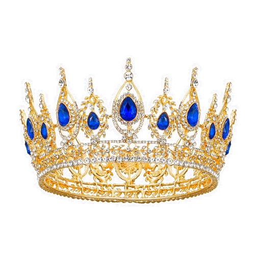 SWEETV Royal Queen Crown, Wedding Tiara for Bride, Rhinestone Tiaras and Crowns for Women, Costume Headpiece for Birthday Cosplay Party Celebration,Royal Blue, Bailey