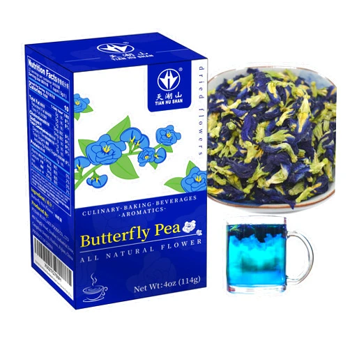 TIAN HU SHAN Butterfly Pea Flower Tea, Butterfly Pea Flowers Loose Leaf, 100% Natural Herbal Tea, 4 Ounce (Pack of 1)