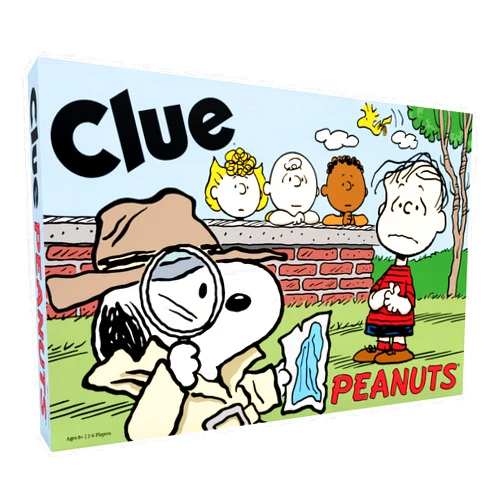USAOPOLY CLUE: Peanuts Board Game, Solve The Mystery of Linus's Missing Blanket with Charlie Brown, Snoopy, & Friends, Explore Iconic Locations Like Lucy’s Booth & Charlie’s House, Officially Licensed Game