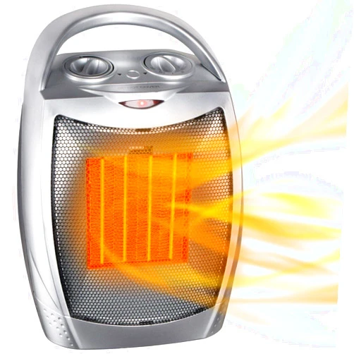 GiveBest Portable Electric Space Heater with Thermostat, 1500W/750W Safe and Quiet Ceramic Heater Fan, Heat Up 200 Square Feet for Office Room Desk Indoor Use, Silver
