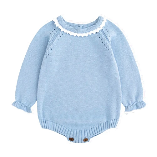 Simplee kids Baby Girls Kint Romper Fall Long Sleeve Rompers Newborn Baby Solid Overall Jumpsuit Outfits