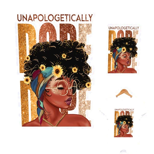 WOJOJOP 2 Pcs Iron On Transfer Patches Black Girl Iron On Decals Heat Transfer Stickers for T-Shirt Design Washable Iron On Patches for Hoodie Jackets Backpacks Pillow Clear (DH0171-1)