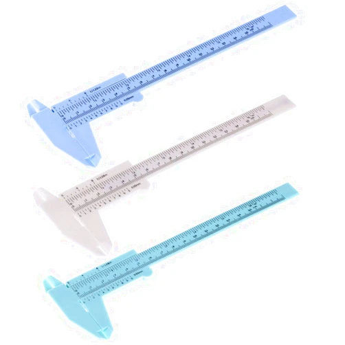Penta Angel 3Pcs Plastic Caliper Inch/Metric 6Inch 150mm Mini Caliper Double Scale Ruler Measuring Tool for Student (White and Blue and Green)