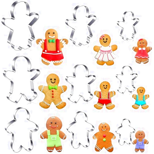 Generic 9 Pcs Gingerbread Man Cookie Cutters Christmas Gingerbread Boy and Girl Cookie Cutter Molds Set Funny Cute Stainless Steel Cookie Cutter Shapes, Like a Family, for Biscuits Baking Halloween