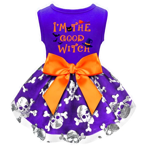 BAOBICUTE Dog Halloween Costumes Dog Dresses, Halloween Costumes for Dogs Funny Puppy Dress with Bow for Small Large Dogs, Pumpkin Witch Bat Pet Costume Halloween Christmas (Small, Good Witch2)