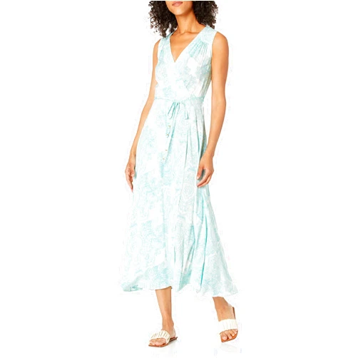 Calvin Klein Women's Sleeveless Dress with Tie Neckline and Self Belt