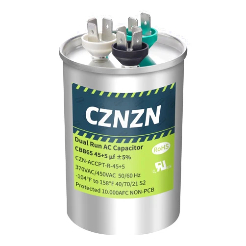 CZNZN AC Capacitors Round 45/5 uf 45+5 MFD 370/440 Volt Dual Run Start CBB65 Circular Capacitor for Air Conditioner HVAC Pool Pump Fan Motor, Condensser Staright Cool, Heat Pump, Compressor