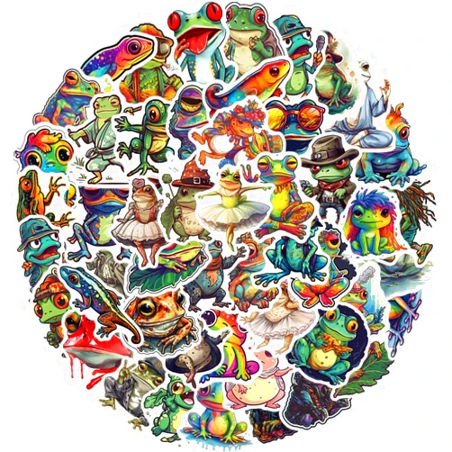 Generic 100Pcs Frog Stickers Cute Colorful Frogs Decal for Teens Girls Boys Kids Waterproof Vinyl Stickers for Laptop Tablet Phone Hydroflasks Water Bottle Bike Luggage Cup Computer Mug,Kawaii Animals Decals Pack (Frog)