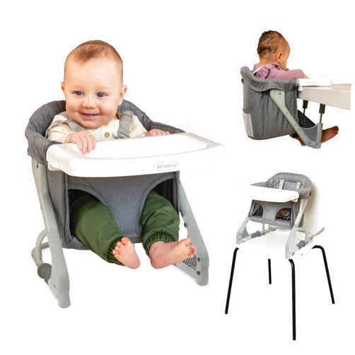 Infantino The Ultimate Travel Booster, Versatile and Travel-Friendly Booster, High Chair and Seat for On-The-Go Families, Gray