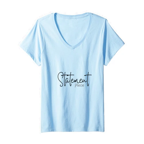 C-Lyn Designs Womens Statement Piece Logo for Women Summer Tee V-Neck T-Shirt