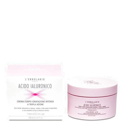L'Erbolario Hyaluronic Acid Triple Action Moisturising Body Cream - Nourishing And Compacting Treatment - Helps Restore Moisture And Elasticity To Skin Tissue - Prevents Loss Of Humidity - 6.7 Oz