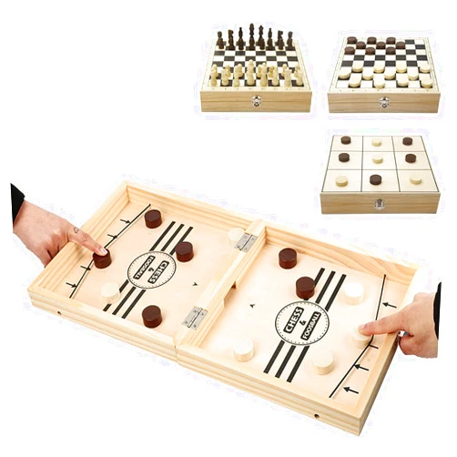 Inscape Data Fast Sling Puck Game Paced, Table Desktop Battle,Winner Board Games Toys for Adults Parent-Child Interactive Chess Toy Board Table Game (Large-Foldable)