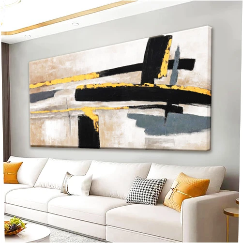 QSQ Abstract Wall Art Canvas Wall Art Decor Black And Gold Wall Art Paintings Abstract Wall Decor Artwork For Living Room Bedroom Bathroom Office Home Wall Decor Can Be Hung Directly 24