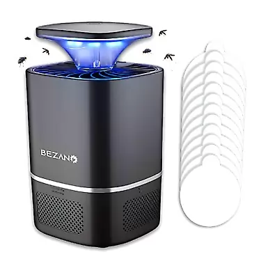 BEZANO Mosquito Killer - Powerful Working for Bugs, Mosquitoes, Gnats and Insects - Insect Blue Light Killer with 12 Sticky Glue Boards for Home
