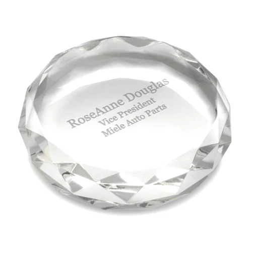 Executive Gift Shoppe | Peronalized Premier Crystal Round Paper Weight with Custom Engraving