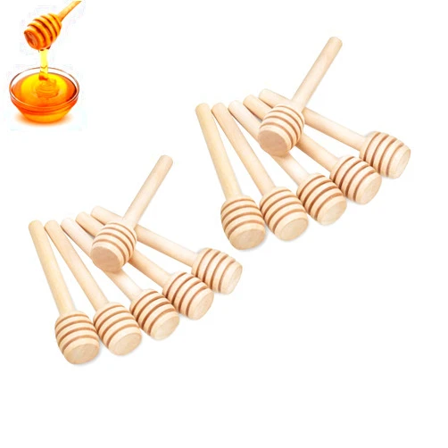 AISIBO 12 Pack 3 Inch Wood Honey Dippers Sticks, Mini Honey Dipper Stirrer for Honeycomb Jar Dispense Drizzle