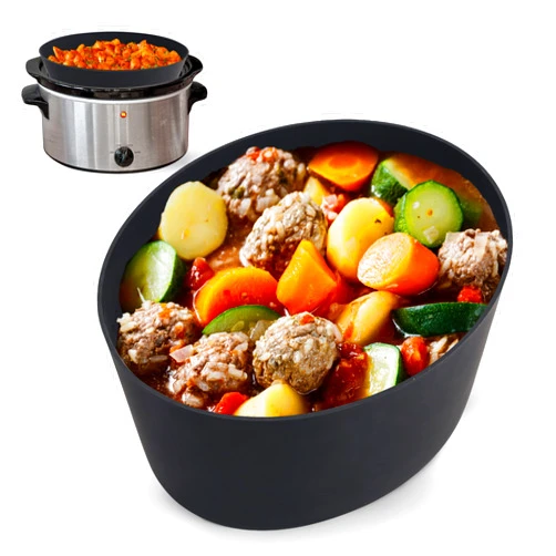 JT HOME Silicone Crockpot Liner - Reusable Crockpot Liner for Large Slow Cookers, Compatible with 6 Quart Crockpot to 8 Quart Crockpot - Dishwasher-Safe & Leakproof Silicone Slow Cooker Liner - Black