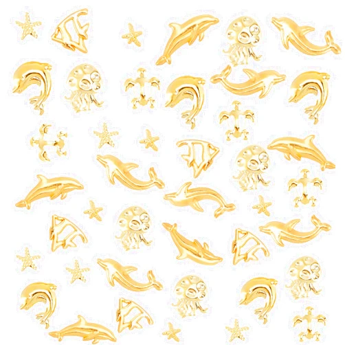 OLYCRAFT 120Pcs Ocean Themed Resin Fillers Alloy Resin Filling Crafts 8 Styles Nail Art Decoration Accessories for Jewelry Making - Golden