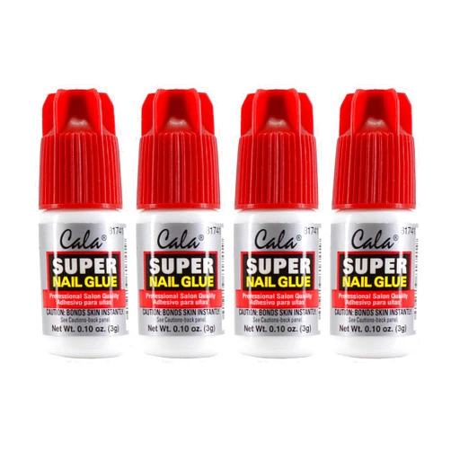Cala Super Nail Glue Professional Salon Quality | Quick and Strong Nail Liquid Adhesive (4 Bottles)