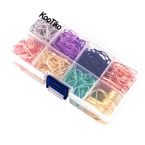 KOOTIKO Multicolor Cute Paper Clips Assorted Sizes Smooth Stainless Steel Drop-Shaped Paperclips Large and Small for Office Supplies Wedding Women Girls Kids Students, 300 Pack