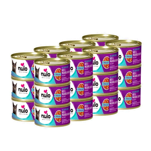 Nulo Beef & Mackerel Grain-Free Minced Wet Canned Cat Food, 3 Ounce (Pack of 24)