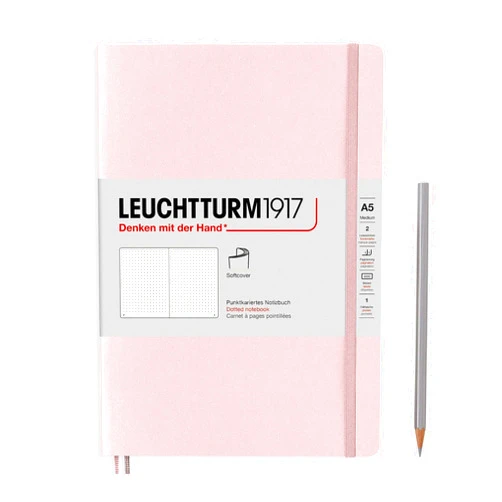 LEUCHTTURM1917 - Notebook Softcover Medium A5-123 Numbered Pages for Writing and Journaling (Dotted, Powder)