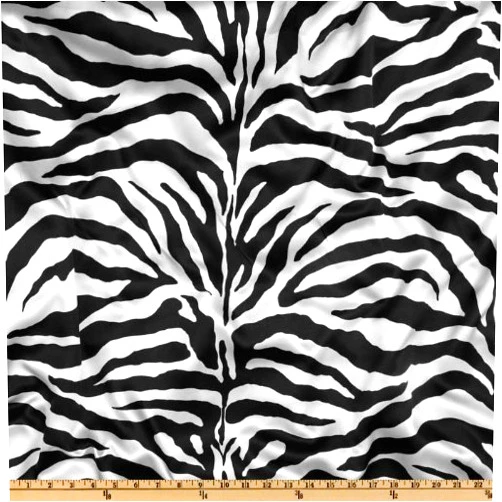 Ben Textiles Charmeuse Satin Zebra White/Black, Fabric by the Yard