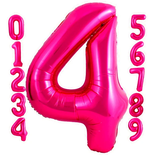 Lovoir 40 Inch Hot Pink Number 4 Balloon Large Size Jumbo Digit Mylar Foil Helium Bright Pink Balloons for Birthday Party Celebration Decorations Graduations Anniversary Baby Shower Photo Shoot