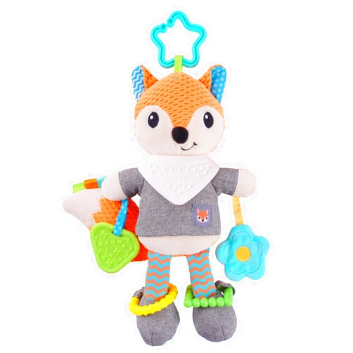 Koty Cuddle Buddies Baby Activity & Teething Toy with Multi-Sensory Jingle Bell, Textures & Crinkle Sound Paper, Stuffed Animals Security Blanket Infant Nursery Character Snuggler Plush Fox(Orange)