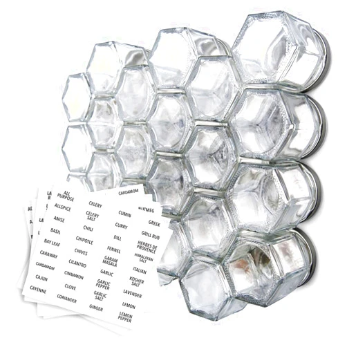 Gneiss Spice Magnetic Jars: Includes 24 Small Empty Glass Jars (1.75 oz), Magnetic Metal Lids & Spice Labels | Create a Hanging Spice Rack on Your Fridge