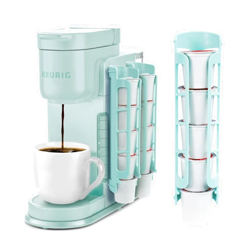 STORAGENIE K Cup Holder for Keurig, Coffee pod Storage, Side Mount | Wall Mount, Perfect for Small Counters (2 Rows/For 10 K Cups, OASIS BLUE)