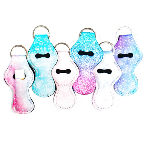 BAXENDALE AND CO Chapstick Keychain Holder - Neoprene Lip Balm Keychain Holder to Match Wristlets - Multicolor Print Patterns - 4 in