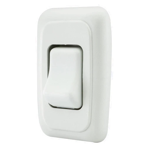 American Technology Components Single SPST On-Off Switch with Bezel, 12-Volt, for RV, Trailer, Camper (White)