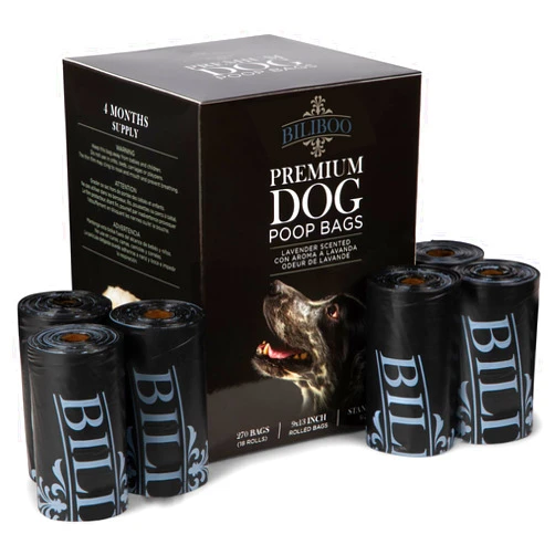 BILIBOO Disposable Dog Poop Bags, Black, Set of 270/18 Rolls, Leak-Proof - Durable, Lavender Scented Doggie Bags for Poop - Premium Quality, Discreet Canine Accessories and Supplies