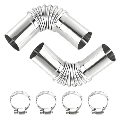 KVAEY 2PCS Air Parking Heater Exhaust Pipe Tube Elbow Connector, 25mm Stainless Steel Diesel Boat Heater with 2 Connectors, Automotive Exhaust Pipes Replacement