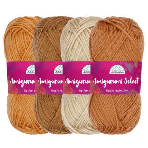 BambooMN JubileeYarn Amigurumi Select Yarn - Baby Acrylic - Shades of Brown - 4 Skeins