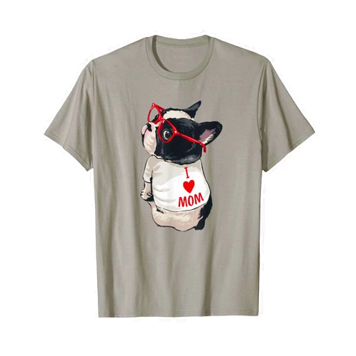 Funny Bostie Gifts Graphic T Shirts & Hoodies Womens Girls I Heart Mom Love Mama Boston Terrier Dog Lover T-Shirt